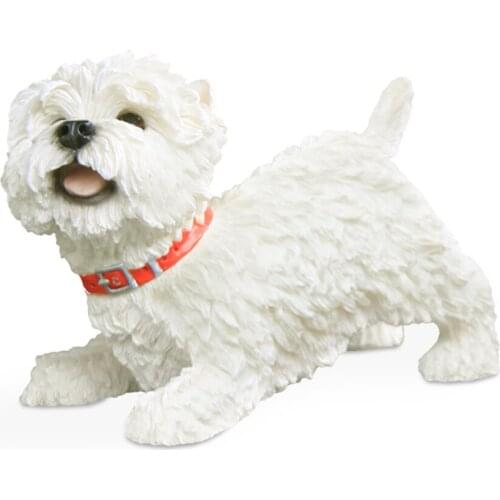 JJM England West Highland White Terrier Dog Pet Figure Collector Animal Resin Model Car Decoration Educational for Kids