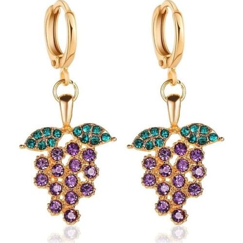 Korean New Grape Earrings Elegant Temperament Tassel Grape Earrings Fruit Earrings Wholesale