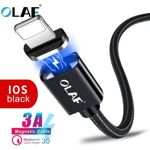 OLAF Magnetic 3A Fast charging USB data cable charger for iphone 6 6S 7 8 Plus X XR XS Max iPad Mobile Phone USB Charger Adapter