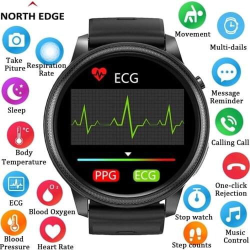 NORTH EDGE Smart Men Women Watches Sports Fitness Activity ECG PPG Blood Pressure Heart Rate Monitor Wristband For IOS Android