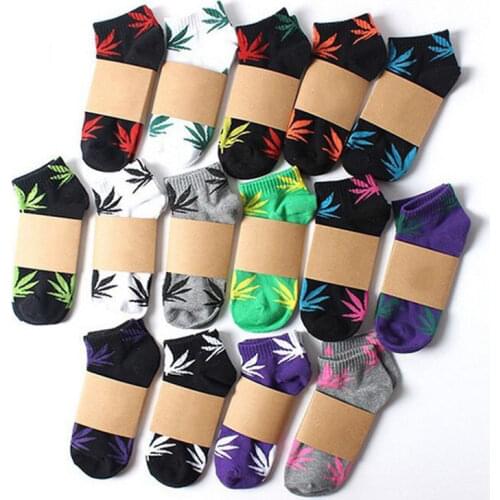 1 Pair Fashion Men Socks Cotton Weed Colorful Male Soft Breathable Short Ankle Socks Maple Leaf Casual Socks Sox Calcetines