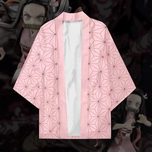 New Anime Demon Slayer Kamado Nezuko Japanese Kimono Cosplay Costumes Haori Women Girls Pink Cloak Cardigan Jacket Coat Pajamas