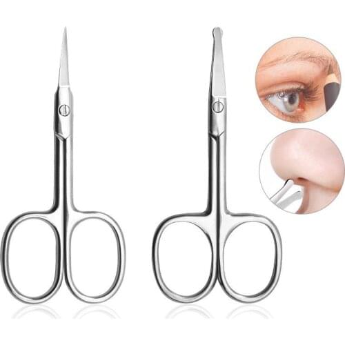 New Stainless Steel Tip Beauty Scissors Eyelash Fine Makeup Shaver Tools Eyebrow Nose Hair Removal Trimmer Sharp Agnail Cutter