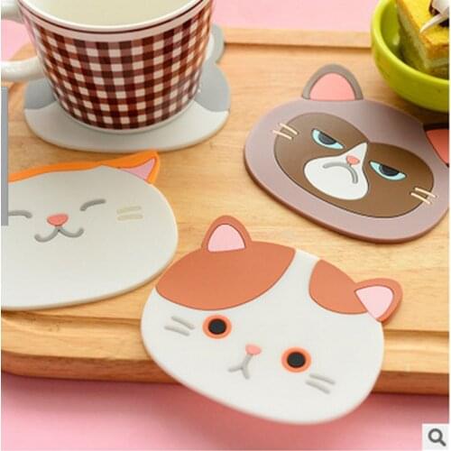 New Hot Sale High Quality Cartoon Cat Shaped Pads Tea Coaster Cup Holder Mat Coffee Drinks Drink Silicon Coaster Mug Pad