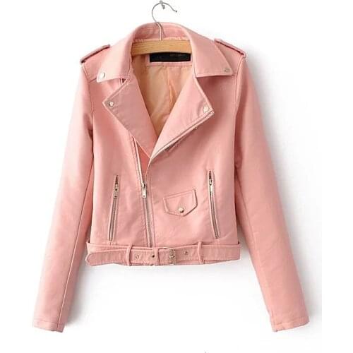 2018 Autumn New Short Women Coat Fashion Slim Long-sleeved Jacket Motorcycle Clothing Loose Jacket Female Leather Clothing