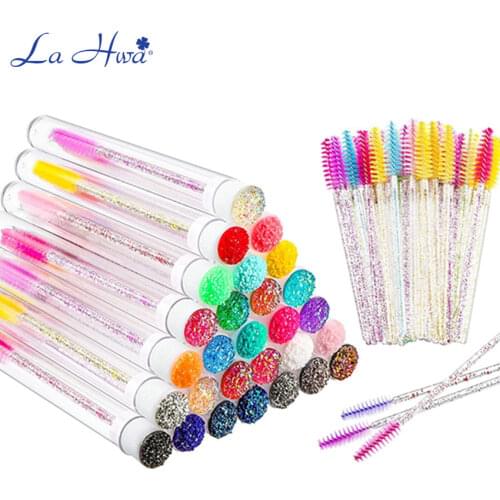 50pcs Reusable Eyelashes Brush Tube for Eyelash Extension Disposable Mascara Wands Eyebrow Brush with Applicator Eyelash Brushes