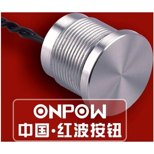 ONPOW 19mm Flat head Aluminium Alloy / Stainless steel Momentary NO Pulse Metal Piezo Switch (PS193P)