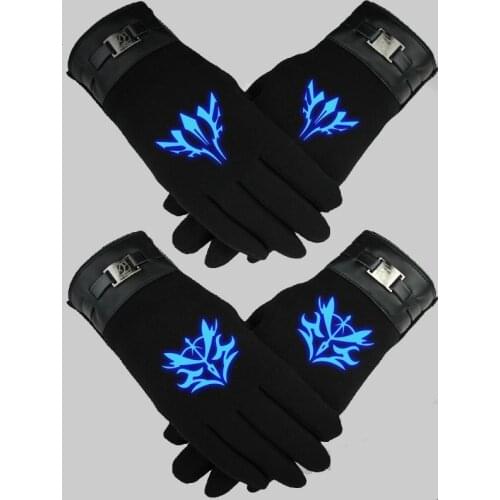 Anime Fate/Zero Cosplay Glove Autumn Winter Keep Warm Noctilucent Black Full Finger Gloves Unisex Accessories Handwear Costume