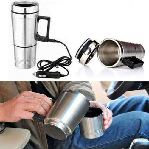 12V 300ml Stainless Steel Portable Car Heating Cup Milk Water Bottle Warmer Heated Mug Travel Essential Accessories for Camping