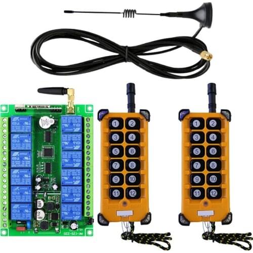 3000m Industrial DC 12V 24V 36V 48V 12CH RF Wireless Remote Control Overhead travelling crane System Receiver Suckers antenna