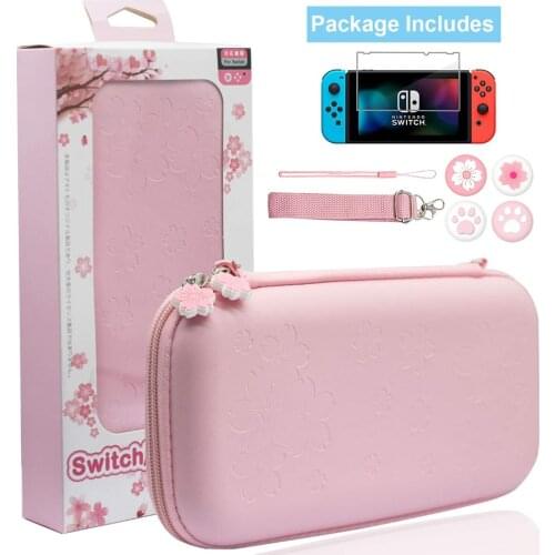 Pink Travel Carrying Case 8 in 1 Kit for Nintendo Switch/Lite Accessories Hard Portable Protective Bundle Water-Proof Shell