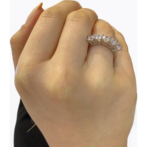 Certified Swarovski Cubic Zirconia Five Stone 925 Silver Ring