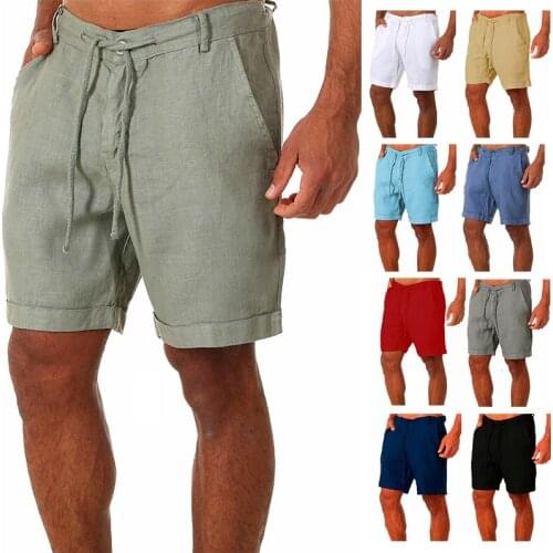 Hot Summer Casual Training Shorts Joggers Mens Fashion Linen Home Sport Shorts Men Breathable Fitness Gym Shorts With Pocket 4XL