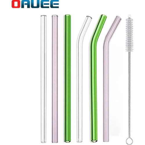 Glass Straws Reusable Drinking Glass Tube Eco-friendly With Cleaning Brush Events Party Favors Supplies