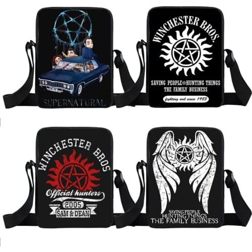 Supernatural Mini Messenger Bag Winchester Bros Sam Dean Women Cross Bag Girl School Bags Bookbag Ladies Shoulder Bags Gift