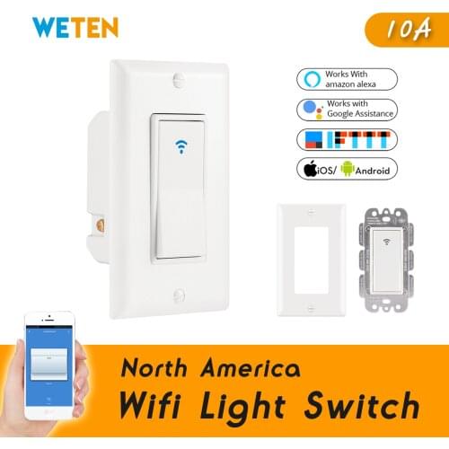Wifi Smart Wall Light Switch US Standard APP Control Work with Alexa Google Home Push Button 10A No Hub Required