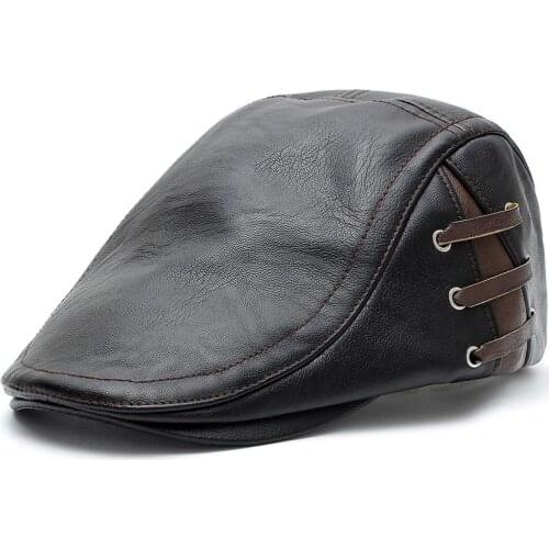 High Quality Newsboy Cap Men Leather Gorras Planas Duckbill Beret Hat Winter Autumn Warm Flat Caps Vintage Man Boinas Gatsby Hat