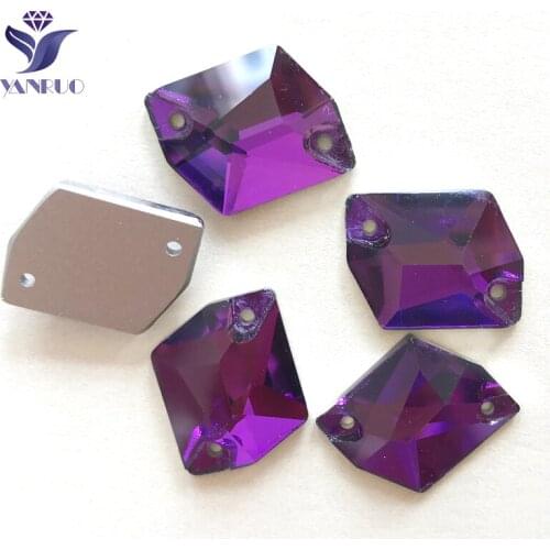 YANRUO 3265 All Sizes Amethyst Cosmic Flat Back Sewing Rhinestone Crystal Sew On Strass For Clothes Decoration