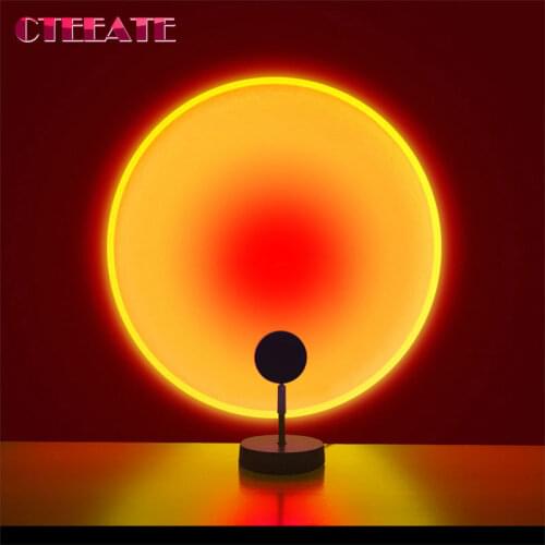 Sunset Projector Lamp Rainbow Atmosphere Led Night Light for Home Bedroom Coffe shop Background Wall Decoration USB Table Lamp