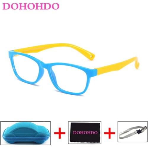 DOHOHDO Flexible Kids Eyeglasses With Lanyard Square Frame Glasses For Child Boys Girls Degree Myopia Optical Frames TR90 Gafas