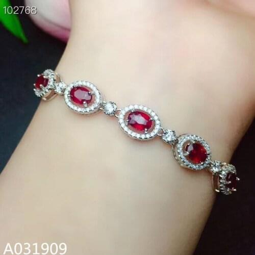 KJJEAXCMY boutique jewelry 925 sterling silver inlaid natural ruby female bracelet support detection exquisite classic