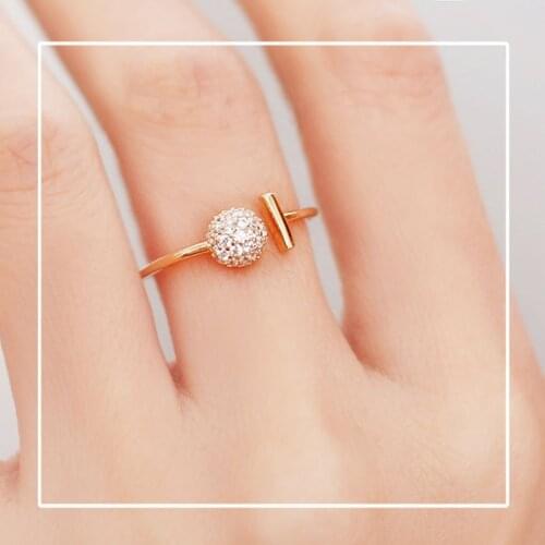 2020 New Fashion Ball Open Rings for Women Elegant Cubic Zirconia Wedding Band Bridal Female Engagement Jewelry Size Adjustable