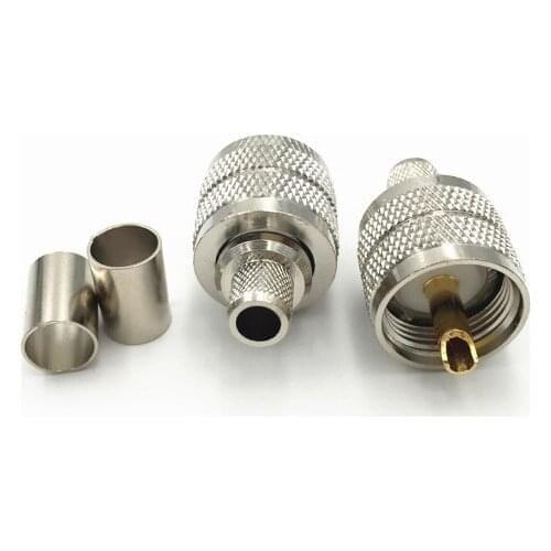 1pcs PL259 SO239 UHF Male Crimp for RG5 RG6 LMR300 5D-FB Cable Brass RF Coaxial Adapter Connectors