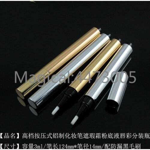 10/30/50/100pcs 3ml High-grade Empty DIY Makeup Press The Pen Tooth Whitener Empty Bottle Gold Silver Aluminum Lip Gloss Tube