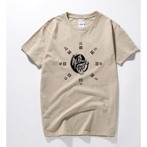 100% Cotton Taiji The Eight Diagrams Men T-shirts Design Clothing WUDANG Yin and Yang Funny T-shirt Kungfu Shirts