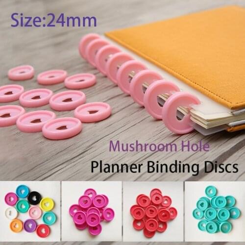 45pcs 24mm Colorful Planner Binder Rings Notebook Disc Binding Plastic Mushroom Hole Disc Binder Mushroom Rings Binding Supplies