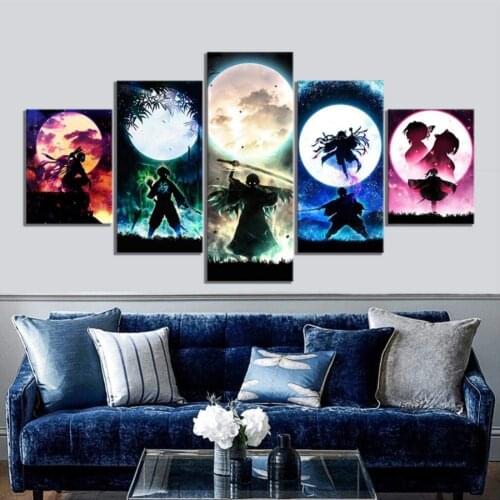 5 Piece Wall Art Canvas Posters Anime Vampire Slayer Figure Pictures Prints Home Living Modern Bedroom Decoration Paintings