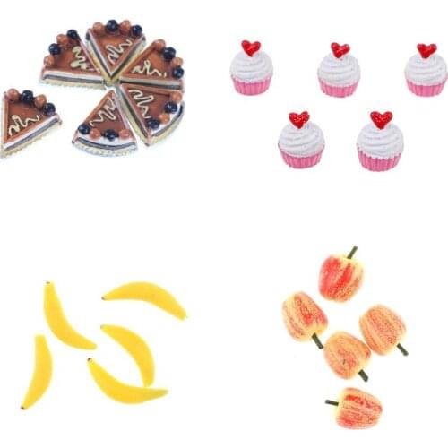DIY Embellishment Accessories 5Pcs Artificial Fake Miniature Bakery Cake Bread Food Fruit Banana DollHouse Kitchen Toy Craft