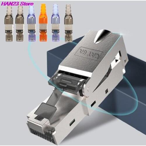 Tool-Free Shielded Crystal Head Ftp RJ45 Cat 7/Cat6A/Cat8 Termination Plug Cat7 Connector Cat6A Connectors Modular 22-26AWG