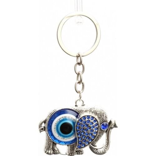 Keychain Elephant Blue Eyes Keychain Car Keyring Man Woman Amulet Lucky Charm Pendant Jewelry J0517