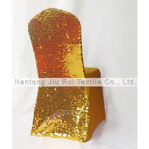 Gold Sequins Back Banquet Size Lycra Chair Cover 20PCS For Wedding,Party,Hotel Use