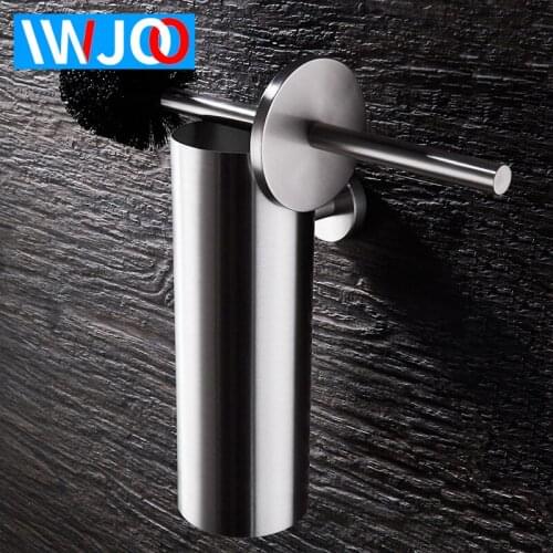 Toilet Brush Holder Set Wall Mounted Stainless Steel Wire Drawing WC Brush Holder Creative Modern Toilet Bowl Brush Black