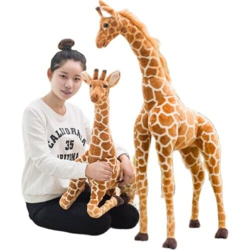 35-140cm Giant Real Life Giraffe Plush Toys Cute Stuffed Animal Soft Deer Doll High Quality Birthday Gift For Kids Girls