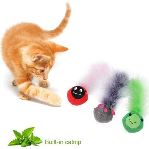 Cat toys Animal Shape Pet Cat Toys Mini Funny Ball Toys For Cats with Feather Mini Chew Toys For Kitten Interactive Play