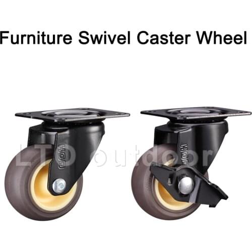 2/4PCS Furniture Swivel Casters 360 Degree Plate Mount Wheels Silent Smooth Universal TPR Material Casters For Workbench Trolley