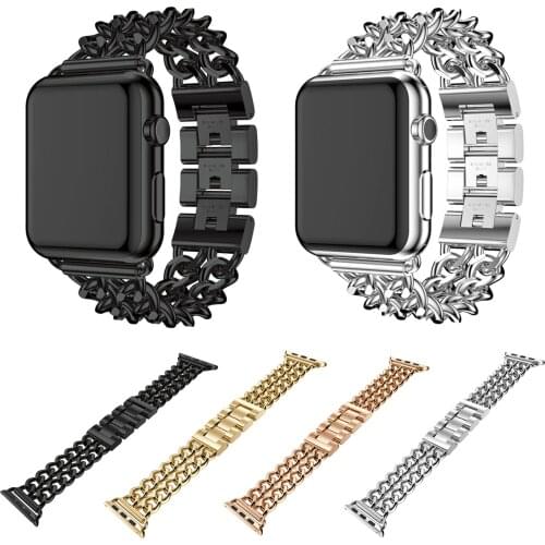Cowboy Chain Stainless Steel Link Strap for Apple Watch Band Bracelet for iWatch Series 1/2/3 Watchband Accessories 42mm 38mm
