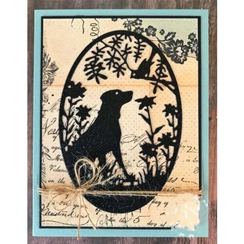 Oval Dog Silhouette Metal Cutting Dies for DIY Scrapbooking Embossing Album Paper Cards Making Crafts New 2019 Diecuts Supplies