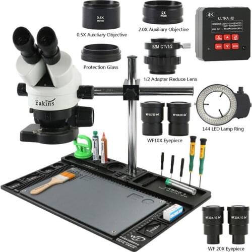 3.5X-90X Zoom Simul Focal Trinocular Stereo Microscope 38MP 4K UHD HDMI USB Video Camera Multifunction Aluminum Alloy Stand