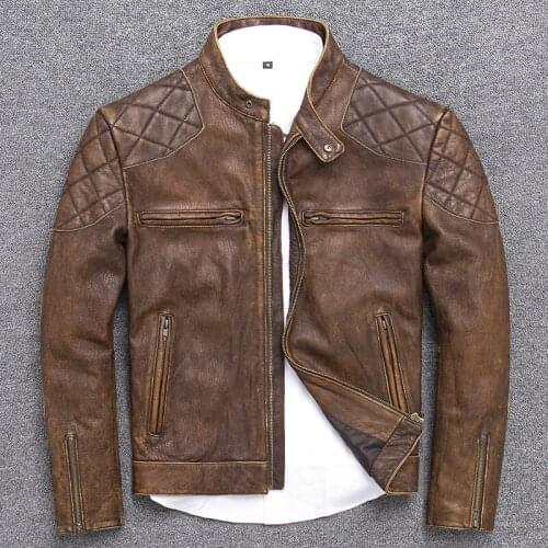 Streetwear Moto Biker Natural Genuine Leather Jacket Men Fashion Autumn Spring 100% Real Sheepskin Coat Man Leather Fit Chaqueta