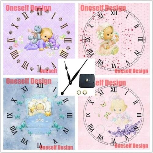 Baby angel 5d diamond painting with clock 5d diamond embroidery full set with clock angel rhinestone pictures diamond art full