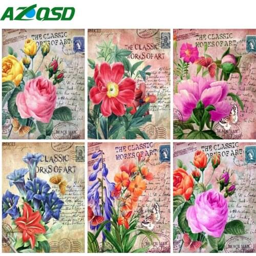 AZQSD DIY Painting By Numbers Flower 40×50cm Picture Coloring Zero Basis HandPainted Oil Painting Unique Gift Home Decor
