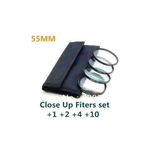 4 pcs 37 40.5 46 49 52 55mm Close up Macro +1 +2 +4 +10 SLR Lens Filter Kit Set For canon nikon sony 55mm Lens filter Camera