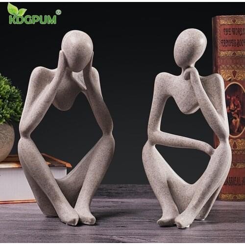Nordic Handmade Abstract Thinker Character Sculpture Miniature Resin Figurines Crafts Office Desktop Home Decoration Ornaments