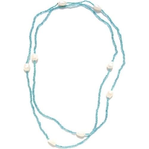 2017 New Fashion Shell Pearl bead Bohemia Handmade Multi Layer Measle Long Necklace