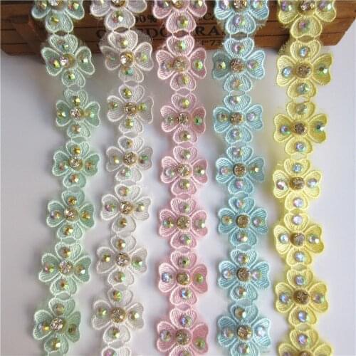 New Heart Flower Diamond Embroidered Lace Trim Fabric Lace Ribbon Handmade DIY Dress Shoes Sewing Accessories Supplies Crafts