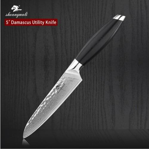 5 Inch Chef Utility Knife VG10 Damascus Steel Kitchen Cooking Utility Knives Sharp Steak Slicing Fruit Paring Chef Utility Knife
